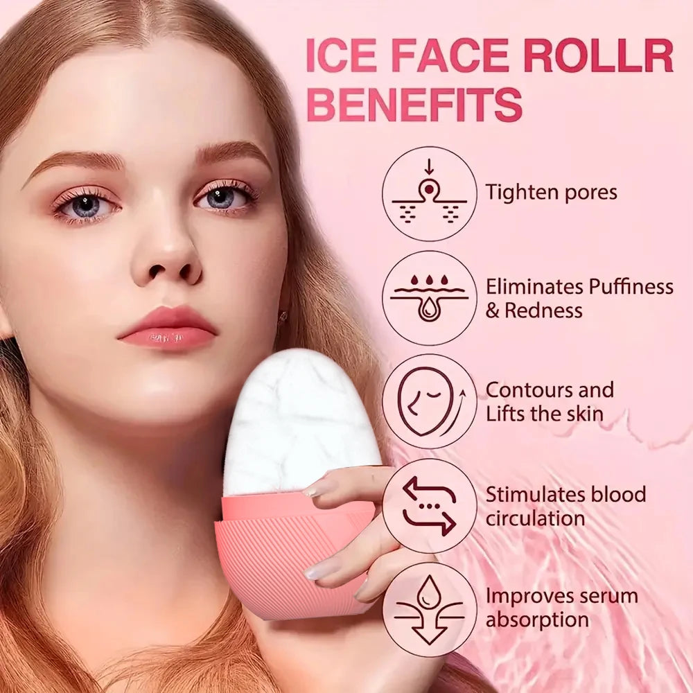Ice Face Roller & Stainless Steel Gua Sha Tool Set, Facial Massager Ice Roller Skin Care Tool Beauty Set Lifting Contouring Tool