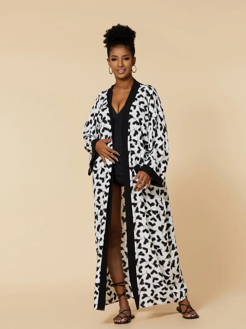 Para Praia Kimono Beach Robe Swimsuit Cover Ups Beachwear Long Flared Sleeve Dress Sarong Women Loose Cardigan Bikini Covers