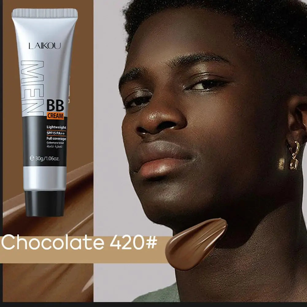 BB Cream For Men Full Coverage Facial Concealer Long Lasting Makeup Foundation Waterproof Men BB Liquid Foundation 30g