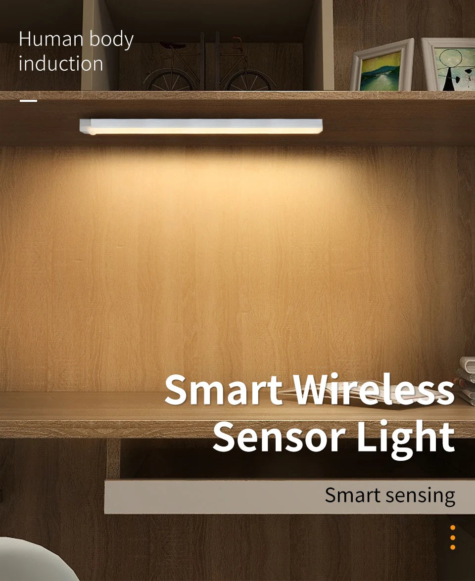 Motion Sensor Cabinet Light USB Rechargeable Lamp Night Light Closet Wardrobe Led Lights Wall Lamps Stair Bedroom Kitchen Lights