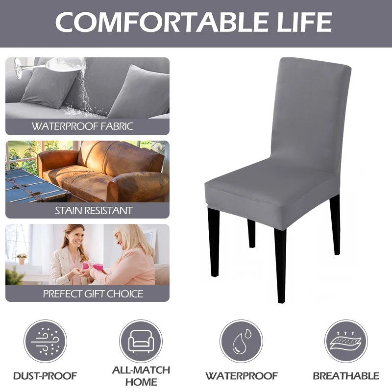 Waterproof Elastic Chair Cover For Dining Room Kitchen Wedding Hotel Banquet Restaurant Anti-dirty Seat Cover Dining Chair Cover