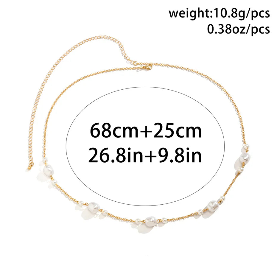 Ingemark Sexy Imitation Pearl Waist Belly Belt Chain for Women Summer Beach Bikini Boho Vacation Body Jewelry Y2K Accessories