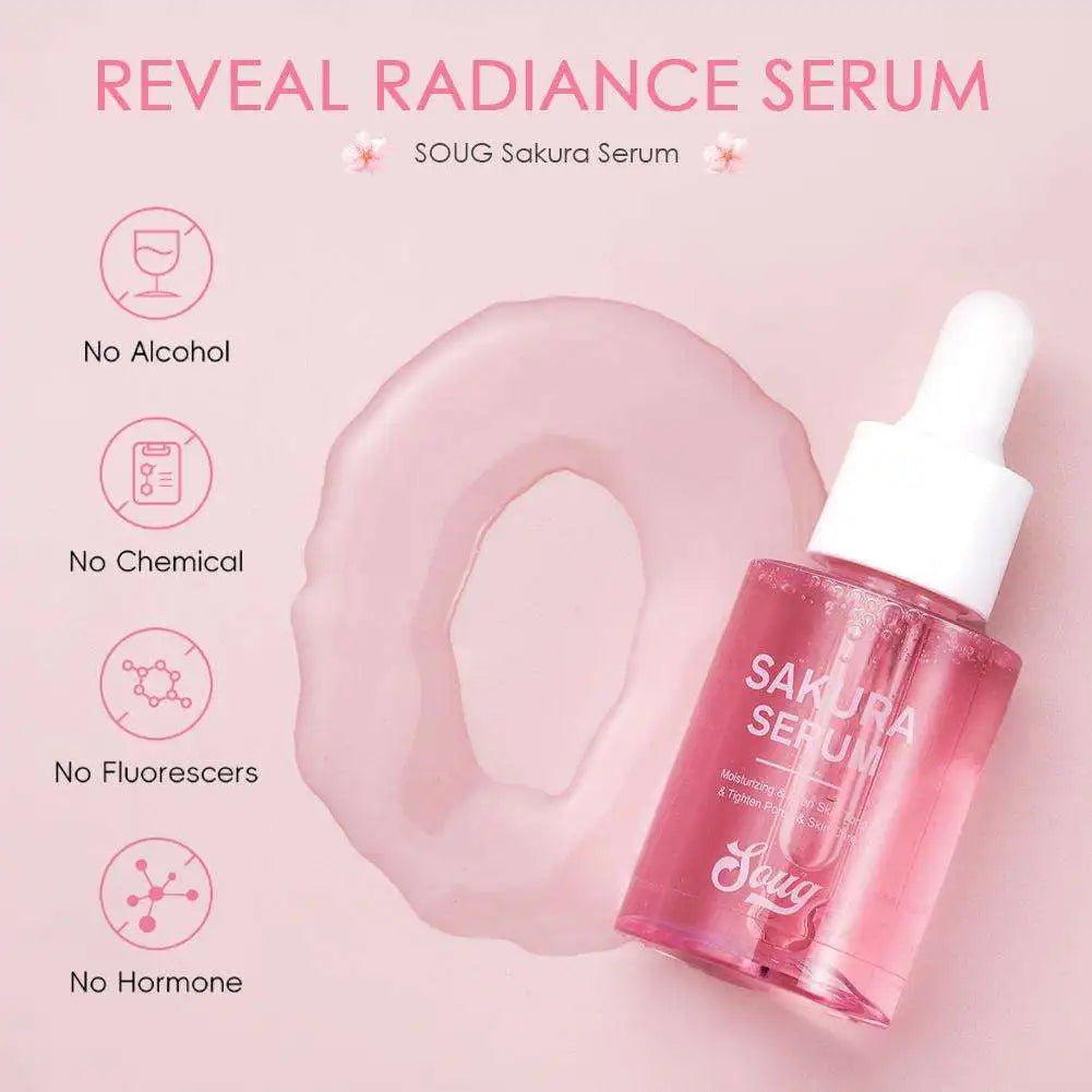 Niacinamide Sakura Serum Face Essence Deep Cleansing Moisturizing Dry Skin Shrink Pores Beauty Facial Skin Care Products 2/1pcs