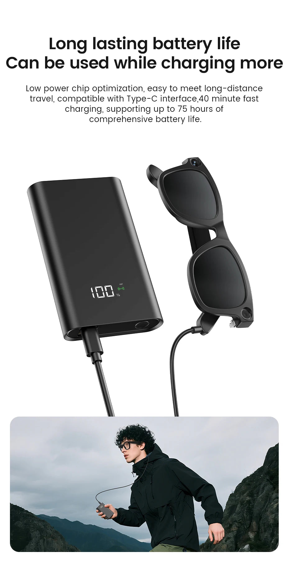 New Al Smart Glasses 800W HD Camera Anti Shake 1080P High-Definition Video Recording Touch Al Voice Wireless Call Smart Glasses