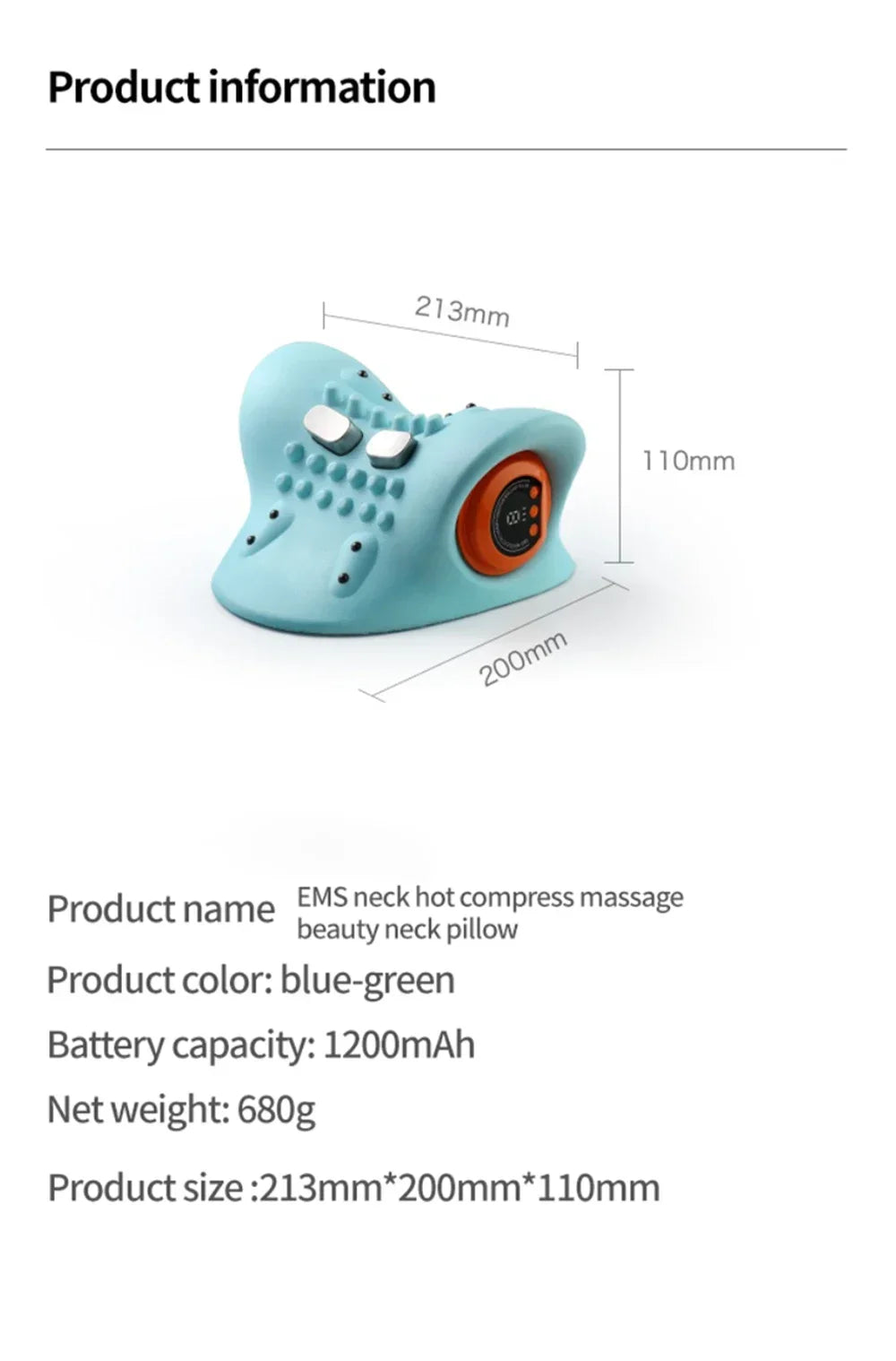Cervical Neck Massager EMS Relax Heat Devices for Adult Cervical Repair Traction Electric Neck and Head Acupoint Massage Pillow