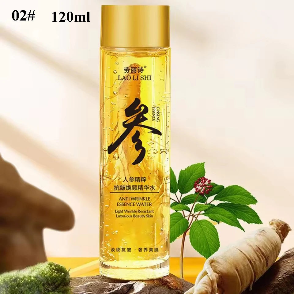 Gold Ginseng Face Essence Polypeptide Lightning Moisturizing Smoothing Facial Serum for Skin Care 120ml/30ml Ginseng Toner