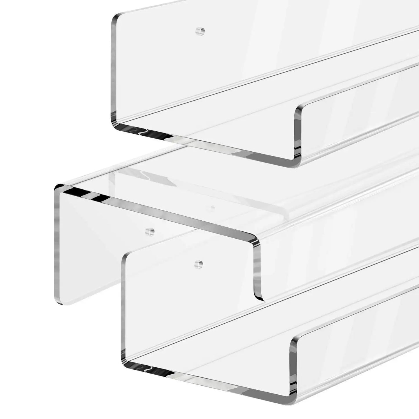 15" Invisible Acrylic Shelves Floating Wall Ledge Bookshelf Shelf Transparent U-Shaped Display Shelf Bookshelf Kitchen Bathroom