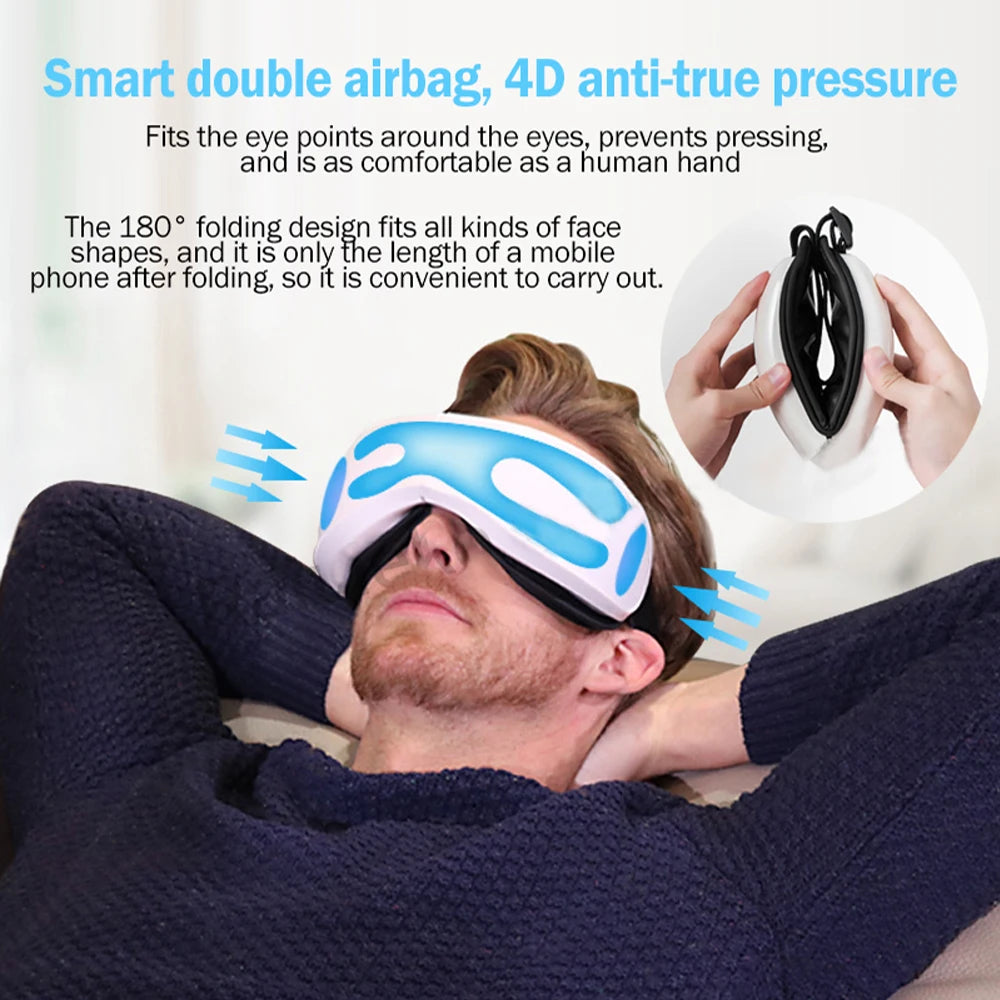 6D Smart Bluetooth Music Eye Massager Vibration Airbag Compress Eye Care Instrument Eye Massage Glasses Eye Relax Fatigue Pouch