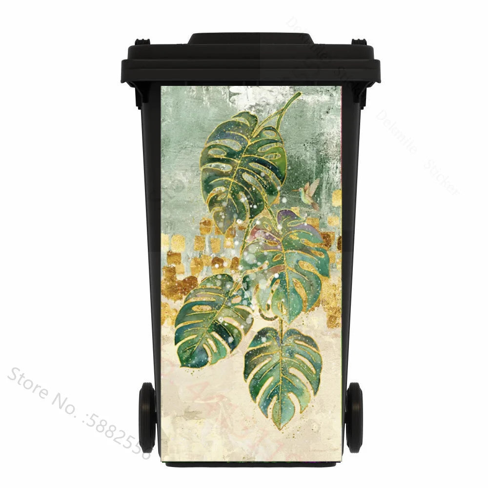 Custom Size Self-adhesive PVC Trash Can Sticker Waterproof Wallpaper Garbage Bin Renovation Cover Decal Mural For Kitchen Decor
