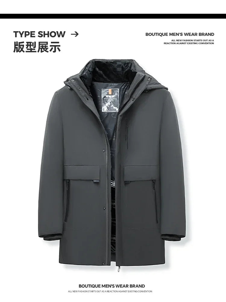 Mens Hooded Jackets Casual Outwear Long Parkas Men New Autumn Winter Warm Waterproof Parkas Jacket Coat 2 PIECES Winter Parkas