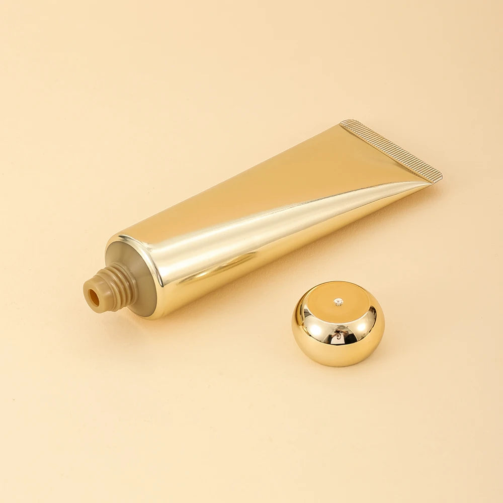 3pcs Gold 50ml Empty Refillable Plastic Soft Tubes Squeezable Bottle Packing Cosmetic For Facial Cleaner Lotion Hand Cream