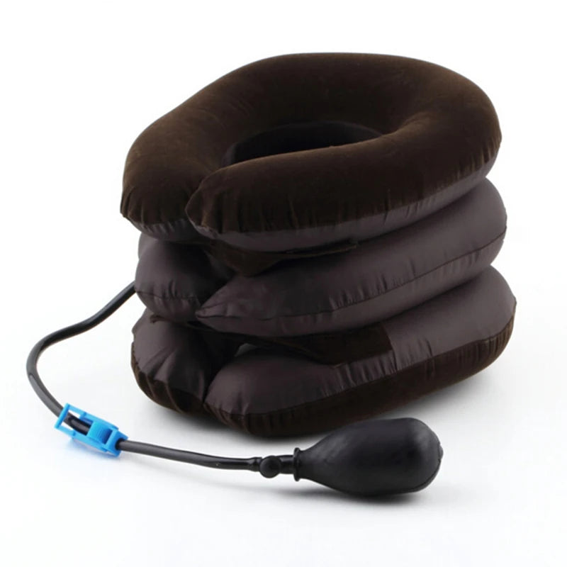 Neck Massager 3 Layer Inflatable Air Cervical Neck Traction Support PainStress Relief Neck Collar Pillow Neck Stretching Brace