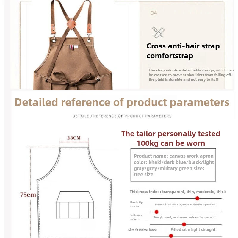 Thickened Canvas Apron Wholesale Cross-border Kitchen Garden Tools Apron Gardening Outdoor Storage Work Apron