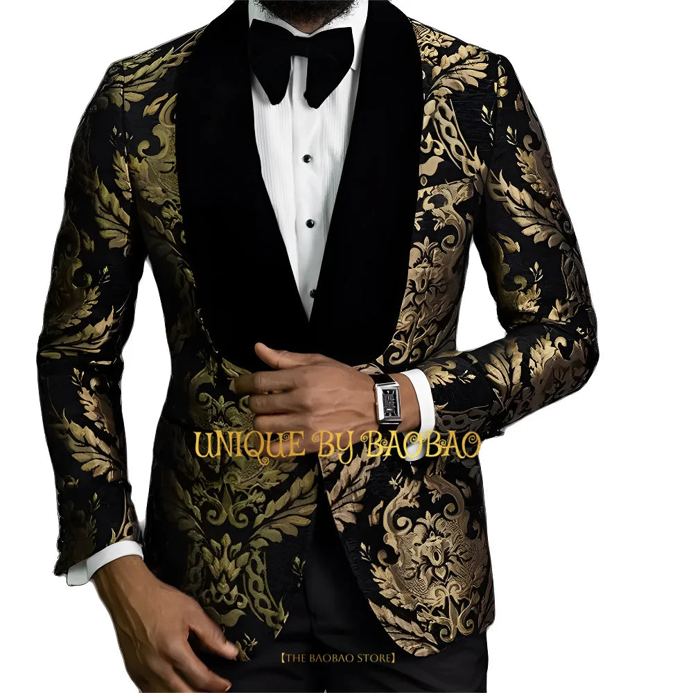 Men's 2-piece wedding suit (coat+pants) Jacquard polka dot shawl lapel set engagement ball concert cocktail party custom tuxedo