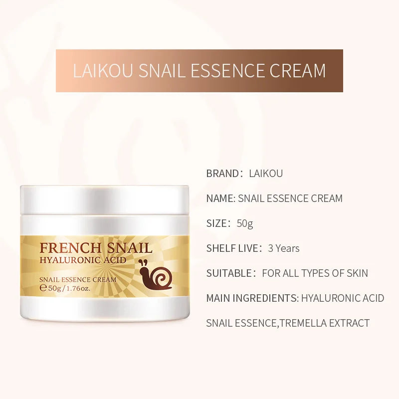 50g Snail Face Cream Improve Dry Rough Skin Smoothing Facial Hyaluronic Acid Moisturizing Nourishing Essences Cream Skin Care