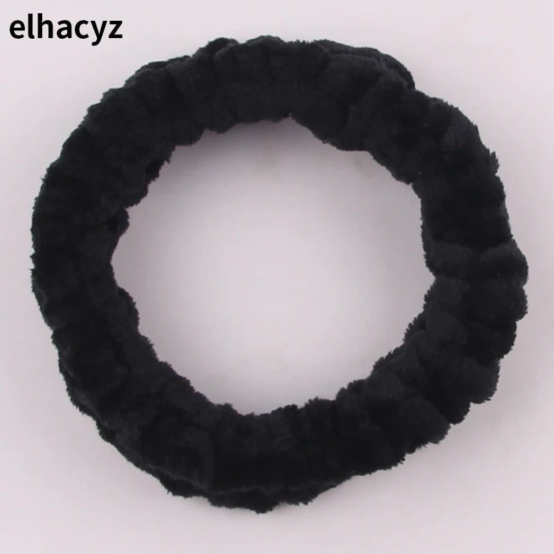 Chic Solid Coral Fleece Soft Elastic Spa Facial Hairband Girls Wash Face Head Wear Makeup Headband 2023 Women Hair Accessories