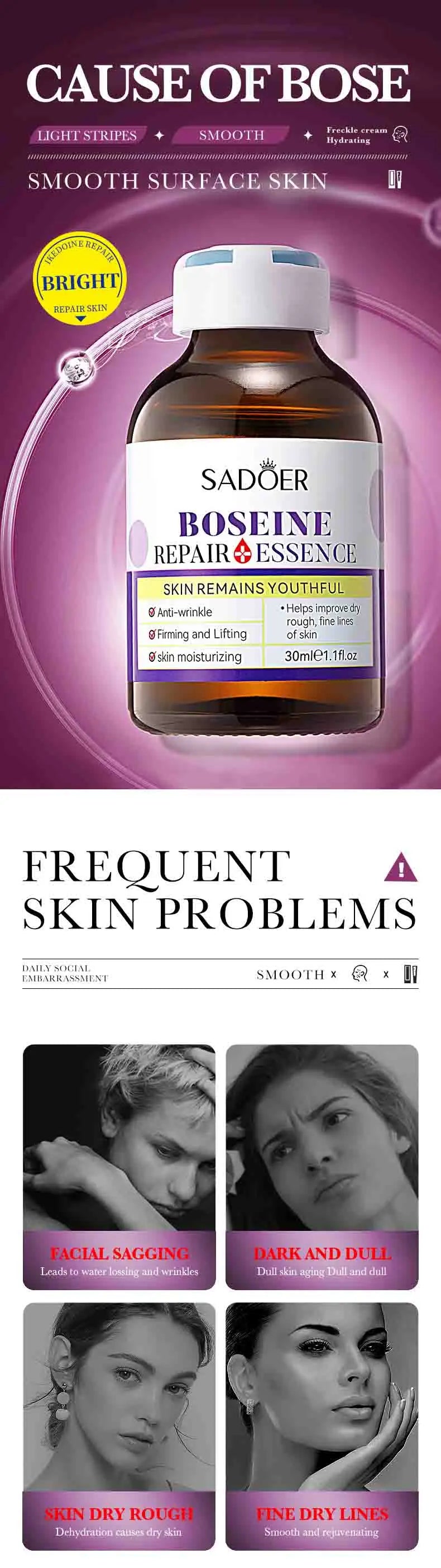 SADOER Boseine Retinol Facial Serum for Face Moisturizing Firming Brightening Hydrating Facial Essence Beauty Face Skin Care
