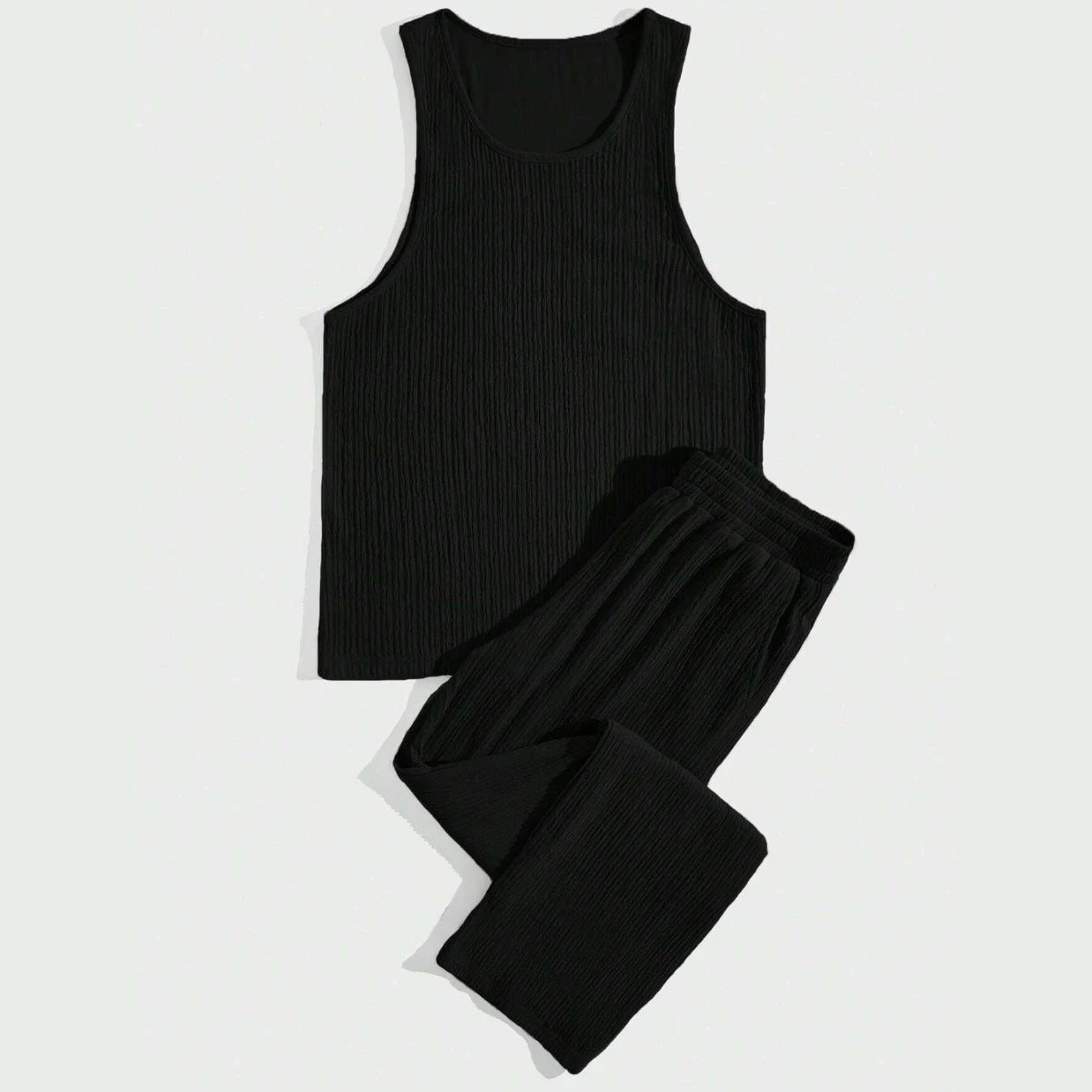 Summer New Men's Sleeveless Vest and Pants Set, Fashionable Fitness, Sports, Leisure Vacation, American Commuting 2-Piece set