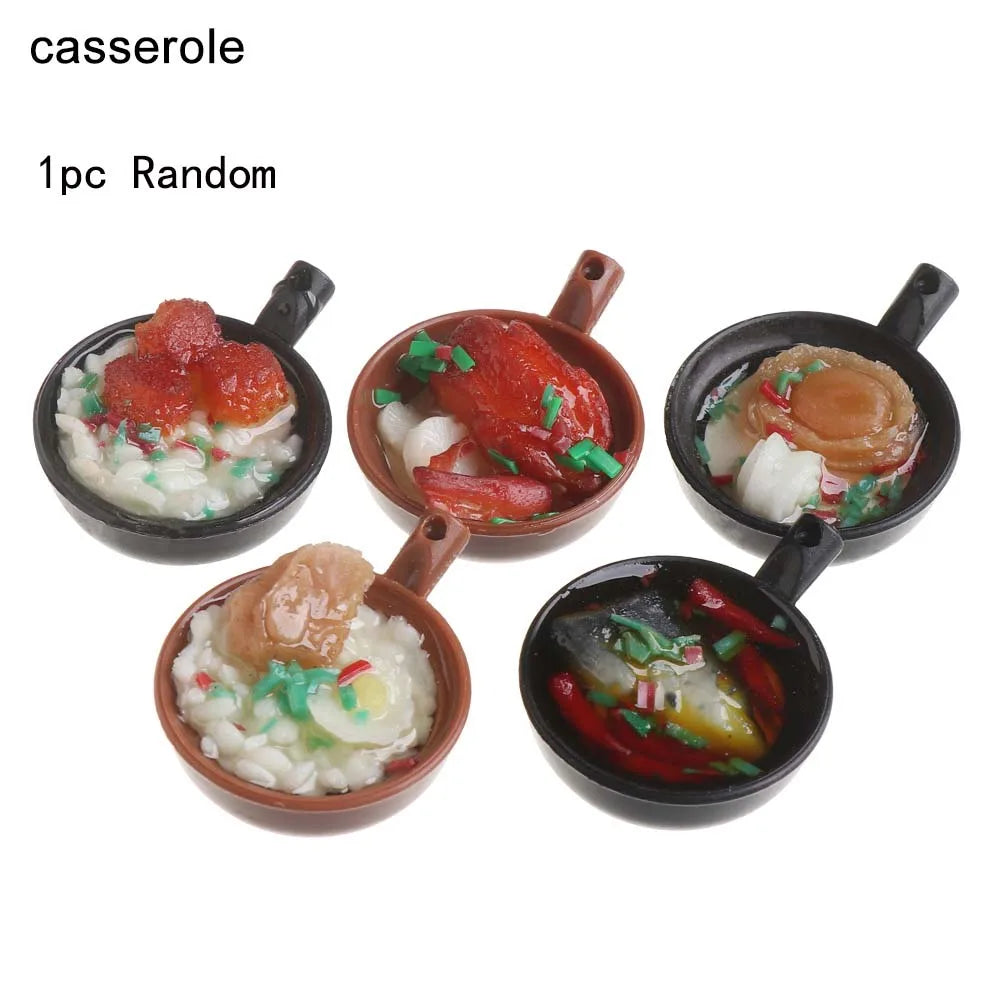 Miniature Dollhouse Chinese Rice Pastry Casserole Noodles Dessert Kitchen Toy Fake Food for 1/6 Doll Toys Dollhouse Decoration