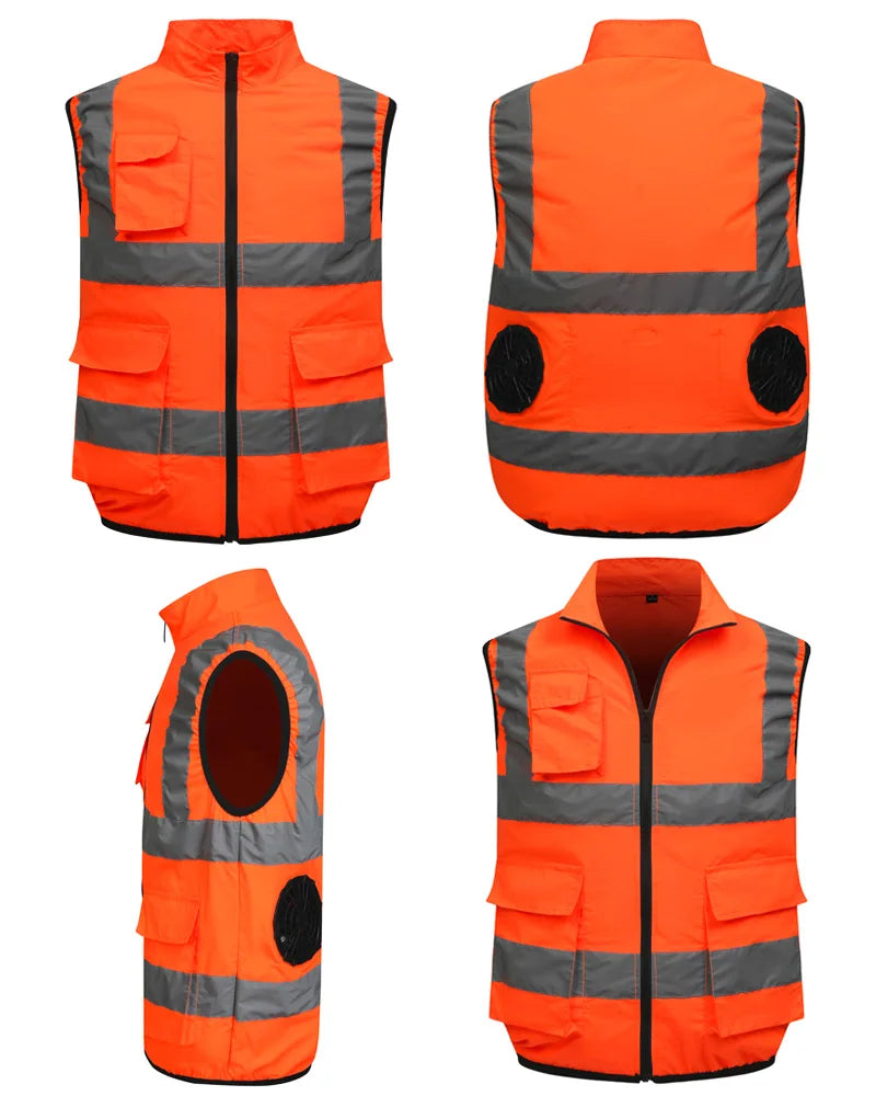 Summer Worker Cooling Vest Men Fan Vest Air Conditioning Clothes Luminous Fan Work Clothes Usb Fan Jacket Body Cooling Clothes