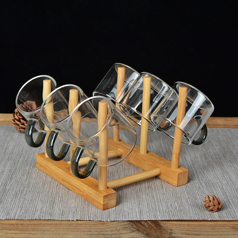 Bamboo Cups Drainer Wooden Dish Draining Rack Plates Holder Kitchen Storage Cabinet Organizer for Dish Cutting Board Pot Lid