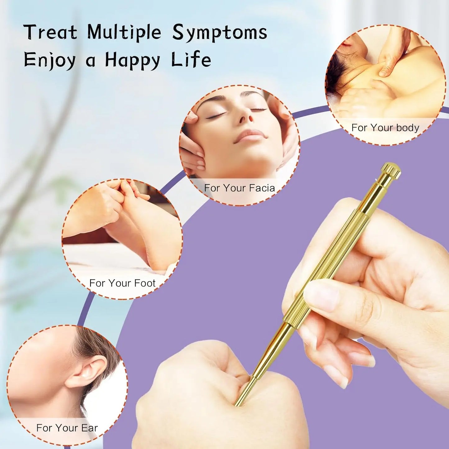 2PCS Facial Reflexology Massage Tool Retractable Acupuncture Pen Deep Tissue Massage Ear and Body Point Probe Pen for Home SPA