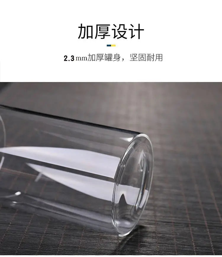 Kitchen Storage Tank Food Container Bambo Covered High Borosilicate Food Sealed Glass Tank Kitchen Miscellaneous Grain Organizer