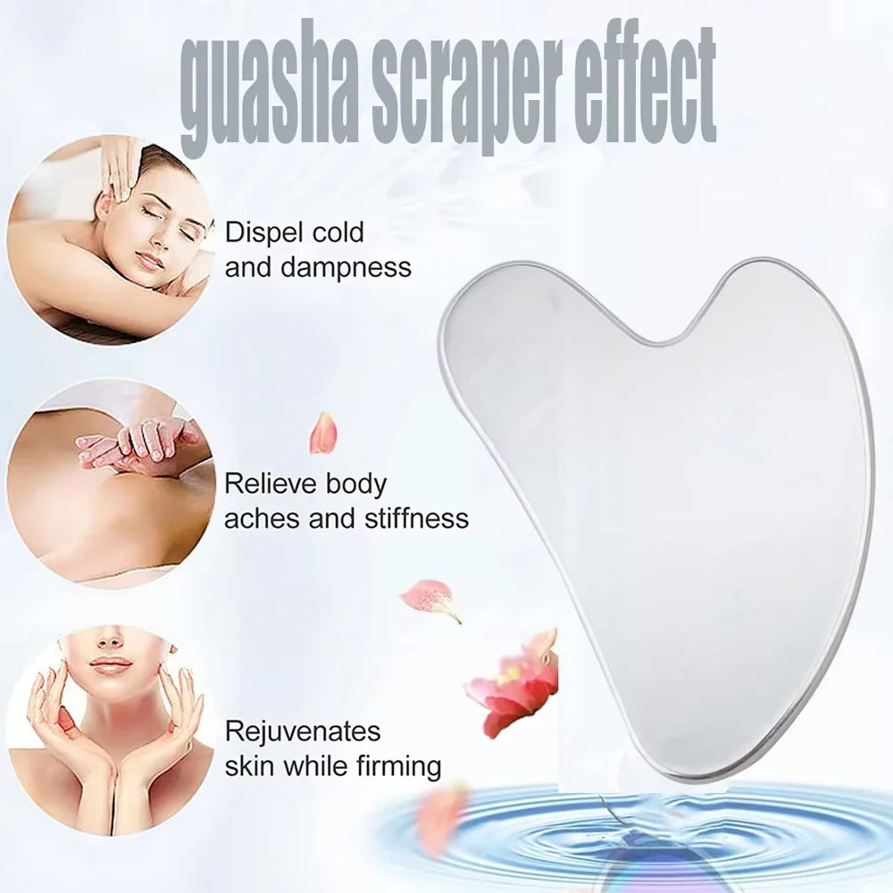Ice Face Roller & Stainless Steel Gua Sha Tool Set, Facial Massager Ice Roller Skin Care Tool Beauty Set Lifting Contouring Tool