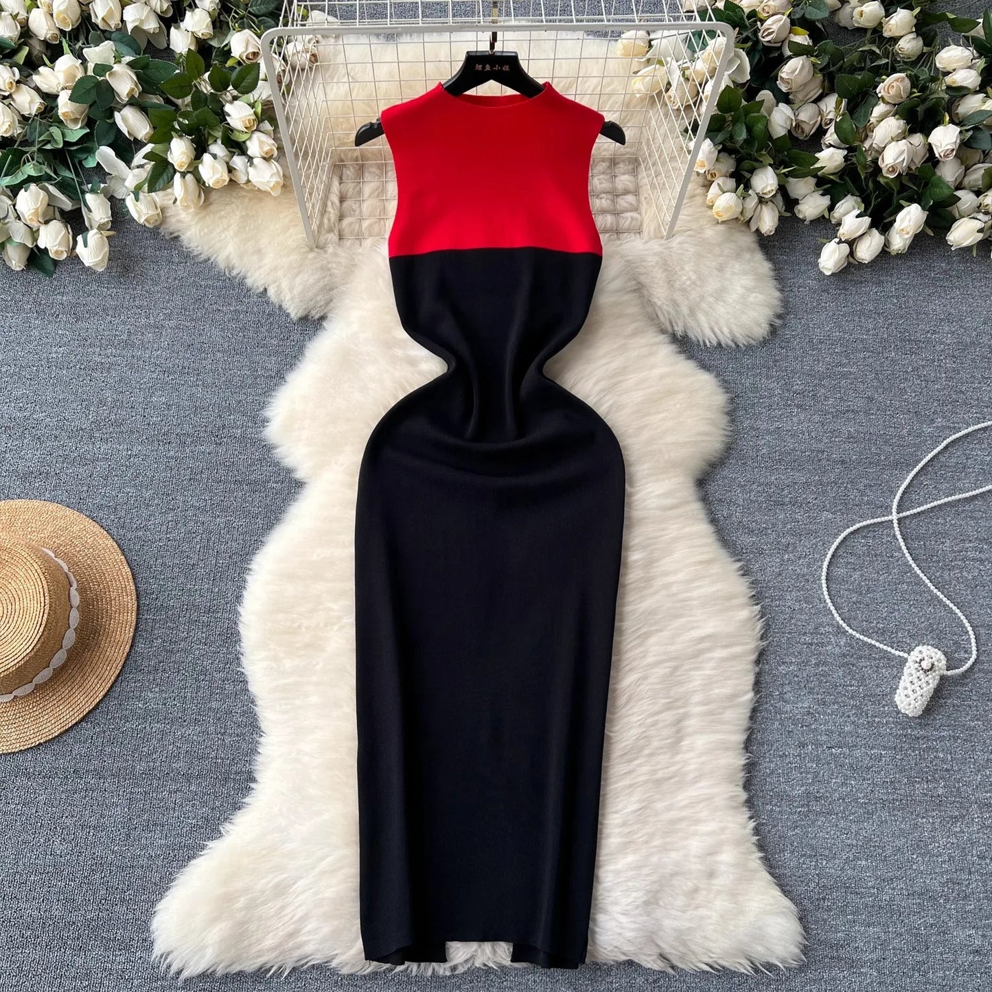 YuooMuoo Sexy Package Hips Split Bodycon Long Dress 2024 New Fashion Sleeveless Knitted Summer Dress Streetwear Ladies Outfits
