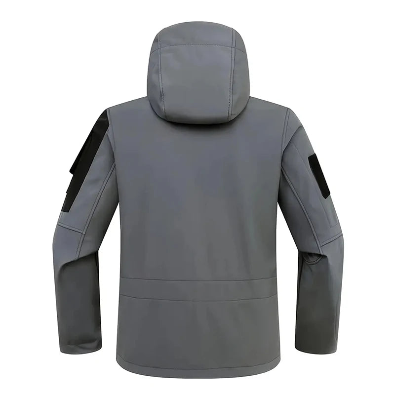 Men Lurker Shark Skin Soft Shell Tactical Jacket Waterproof Fleece Hooded Coat Hunt Clothes Outdoor New Solid Pocket Jacket Men