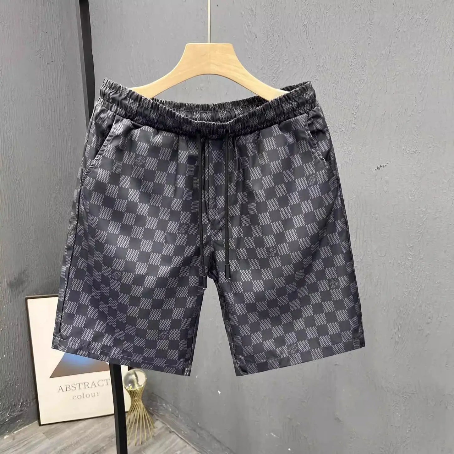 Men's Clothing Summer Trendy Plaid Shorts Fashion Brand Loose Fit Straight Leg Beach Pants Casual Versatile Stylish Comfort High