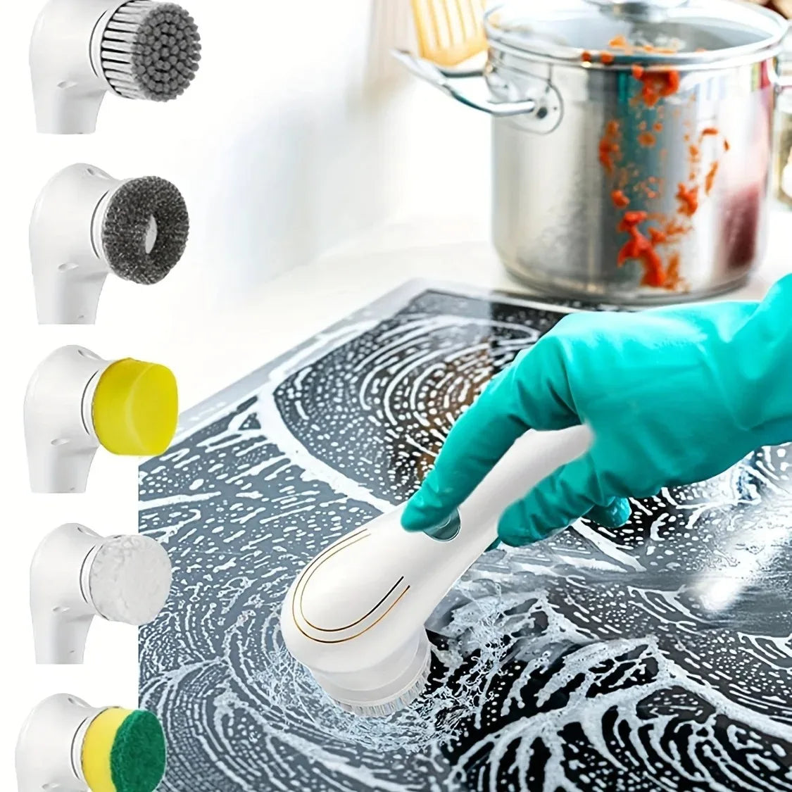 Household Cleaning Brush Multifunction USB 5 in 1 Bathroom Supplies Tools Dishwashing Brush Kitchen Gadgets Charging Mode Toilet