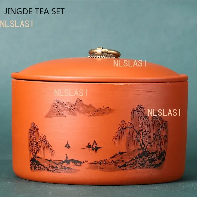 Antique Purple Clay Tea Caddy Nut Coffee Moisture-proof Jars Spice Airtight Container Home Storage Cans Kitchen Accessories