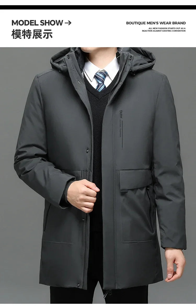 Mens Hooded Jackets Casual Outwear Long Parkas Men New Autumn Winter Warm Waterproof Parkas Jacket Coat 2 PIECES Winter Parkas