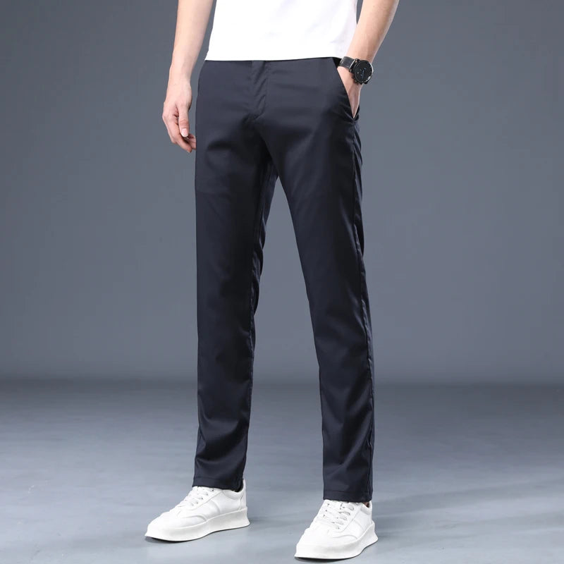Summer Modal Fabric Men's Thin Casual Pants Classic Business Fashion Regular Fit Stretch Soft Trousers Male Brand Clothes