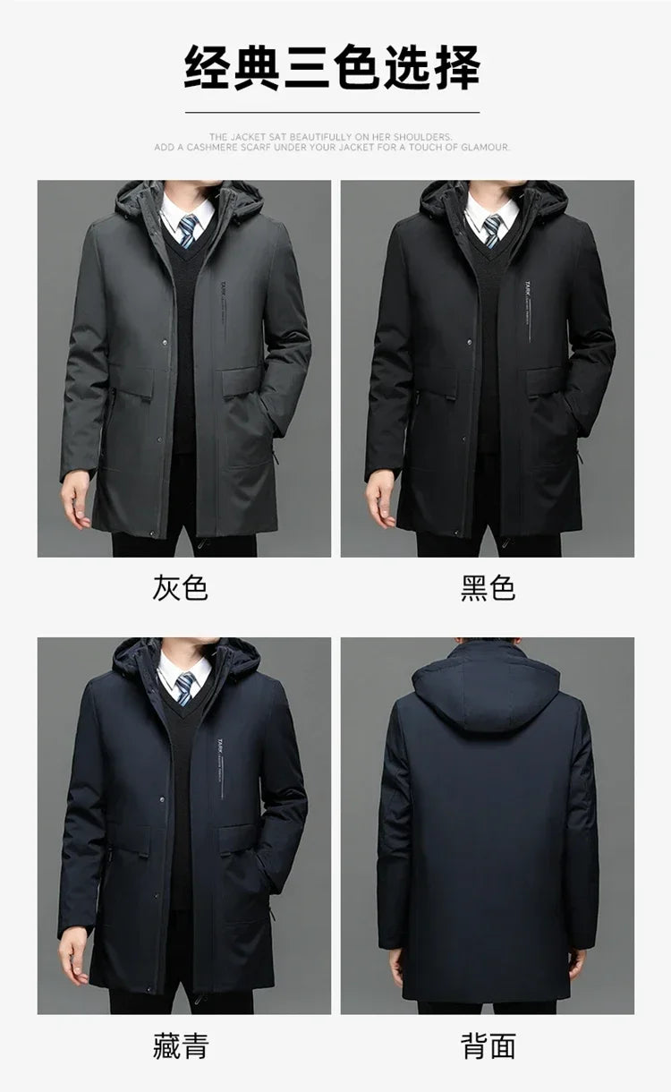 Mens Hooded Jackets Casual Outwear Long Parkas Men New Autumn Winter Warm Waterproof Parkas Jacket Coat 2 PIECES Winter Parkas