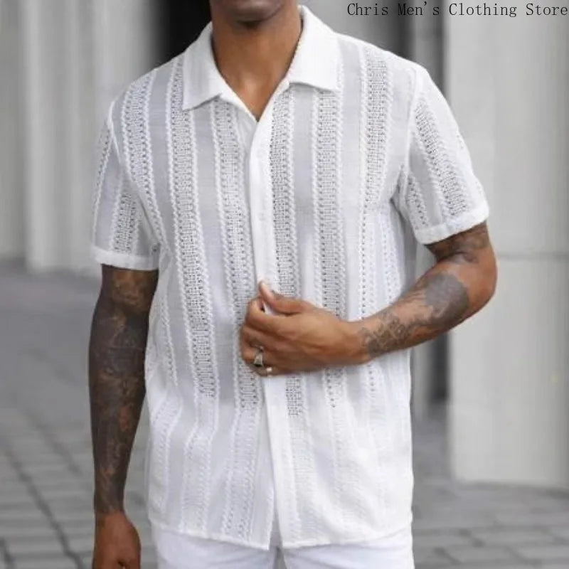 Spring Summer Men's Sexy Short-sleeved Shirt, Outdoor Leisure Beach Men's Top Shirt, Party Casual Shirt Shirts for Men