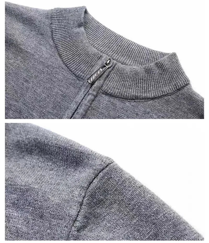 100% Soft Cashmere Men's Clothing Sweater Half-High Zipper Pullover Autumn Winter Warm Basic Knitted Jumper Pull Homme