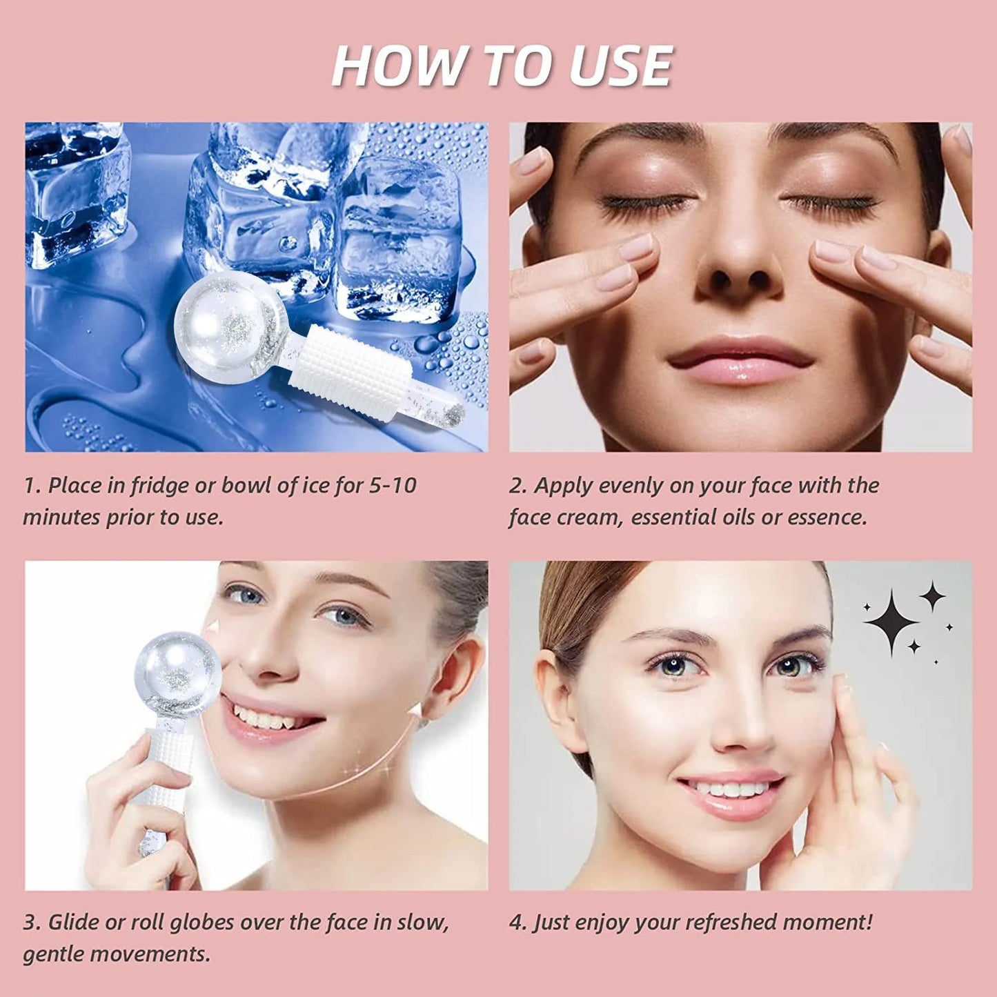 Ice hockey - New ice ball - Crystal ball - Ice Treatment Face Rotary Massage stick - Glass Beauty ball - Women's facial massage