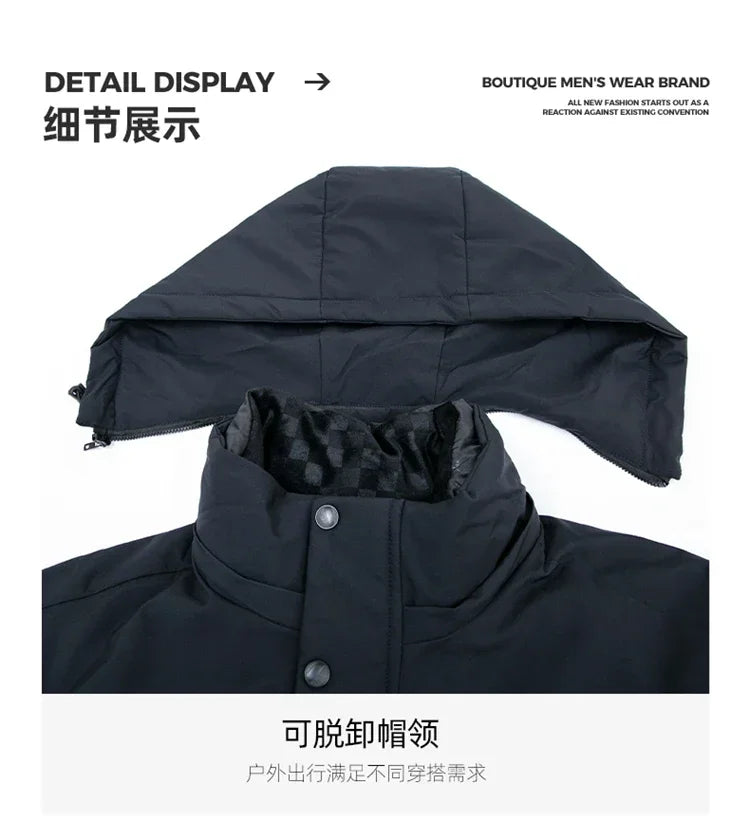 Mens Hooded Jackets Casual Outwear Long Parkas Men New Autumn Winter Warm Waterproof Parkas Jacket Coat 2 PIECES Winter Parkas