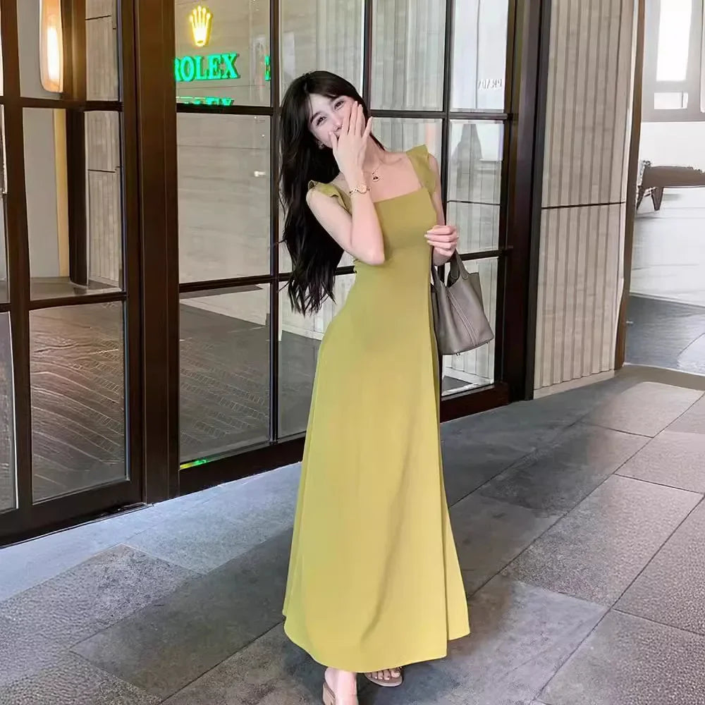 French Tea Break White Strapless Waist-Cinching Summer Hot Sale Of The Season New Small Size A- Line Long Dress Women's Fashion