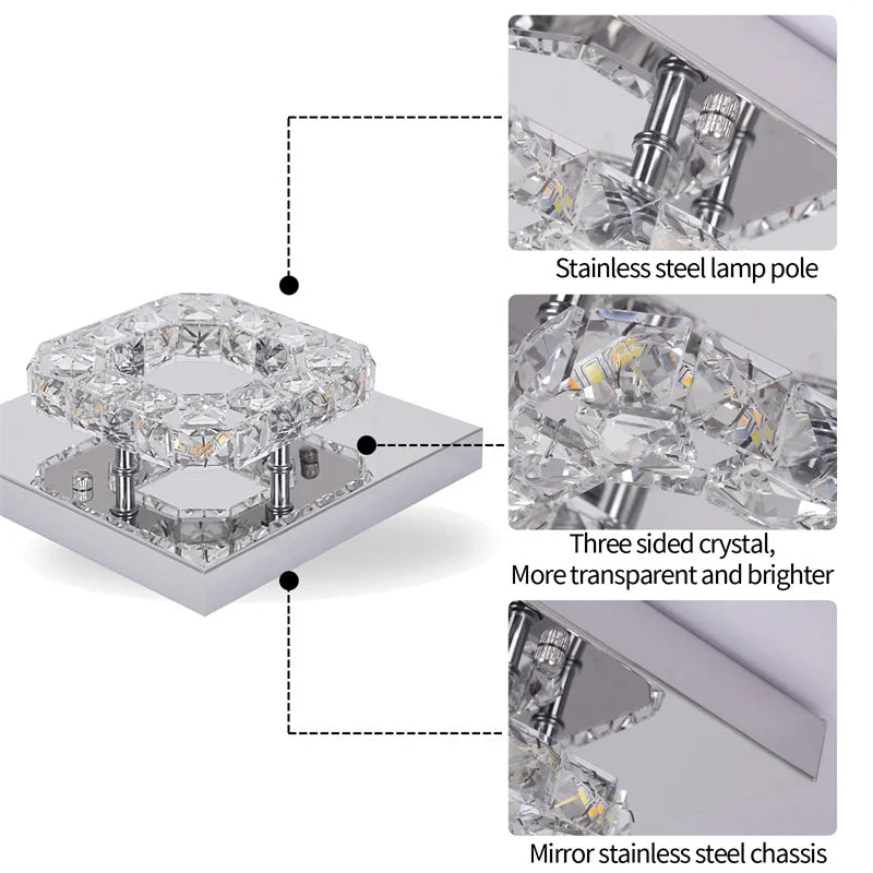 Modern K9 Crystal Chandelier Led For Dining Room Stainless Steel Ceiling Lamp Light Fixture Kitchen Lustres Luminaire Pendant