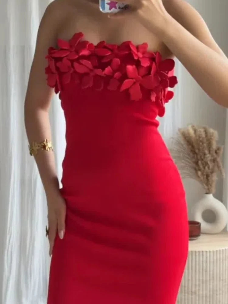 Sexy Off Shoulder Ruffles Women's Dresses Fashionable Lace Up Solid Slim Fit Long Dress Female Summer Beach Holiday Party