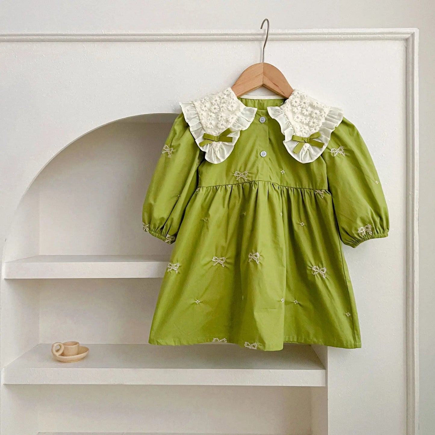 1-6Y Baby Girl Clothing Lace Autumn Casual Dresses Children Fashion Embroidery Sweet Princess Dress Long Sleeve Kids Party Dress