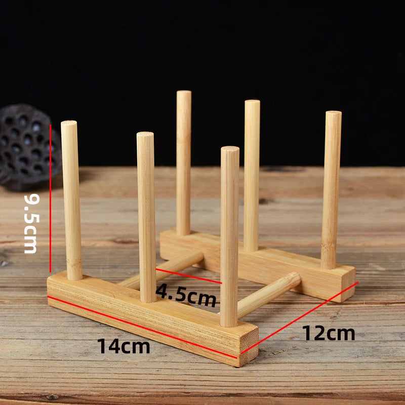 Bamboo Cups Drainer Wooden Dish Draining Rack Plates Holder Kitchen Storage Cabinet Organizer for Dish Cutting Board Pot Lid