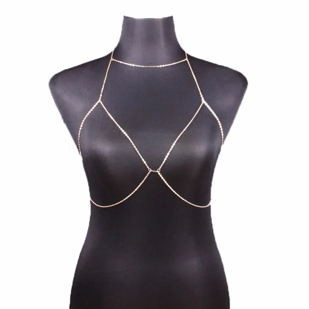 Fashion Sexy Pretty Women Bra Bikini Beach Harness Necklace Waist Belly Body Chain Jewelry