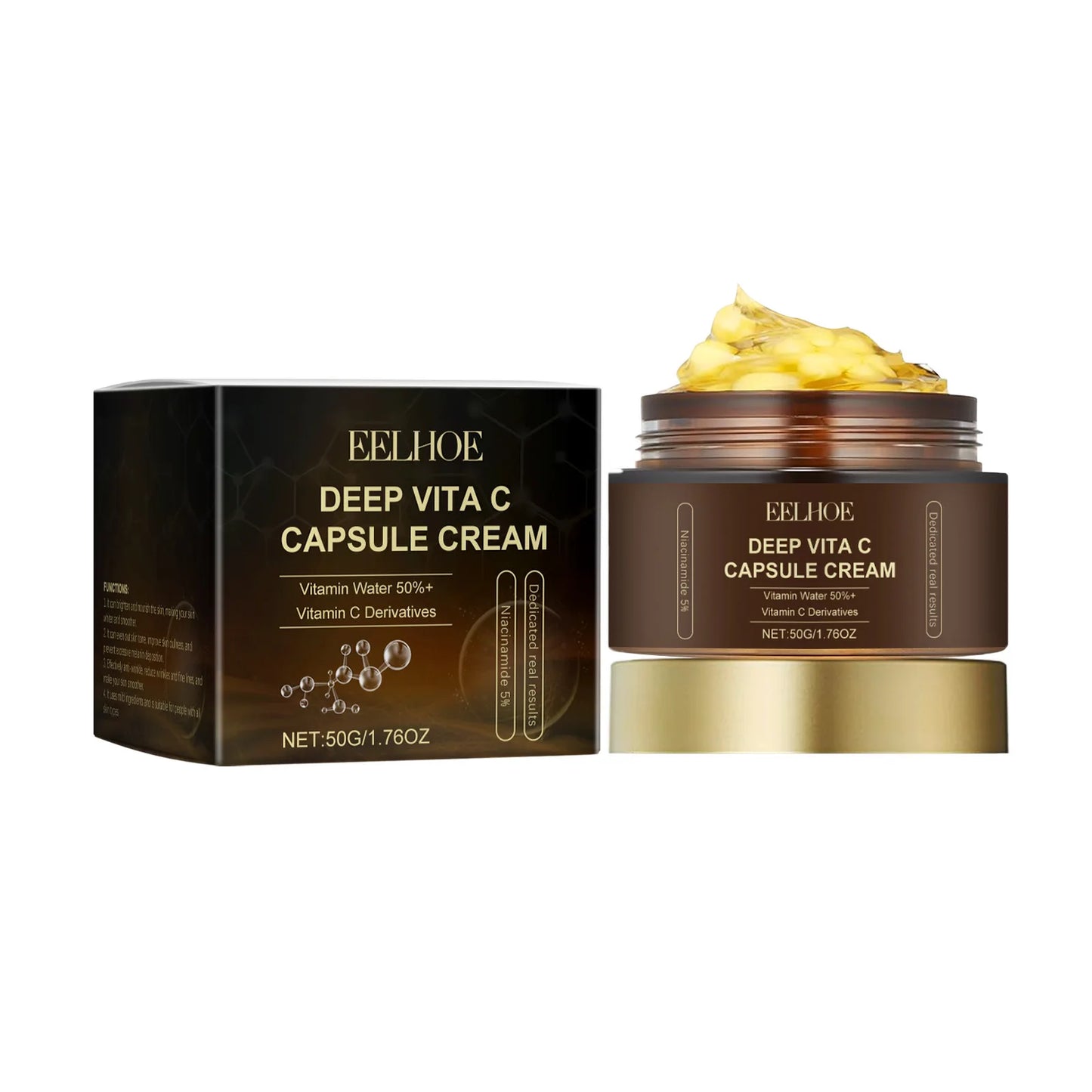 Vitamin C Capsules Facial Moisturizing Cream Melanin Removal Rejuvenate Skin Lightening Wrinkles Remover Brightening Face Cream