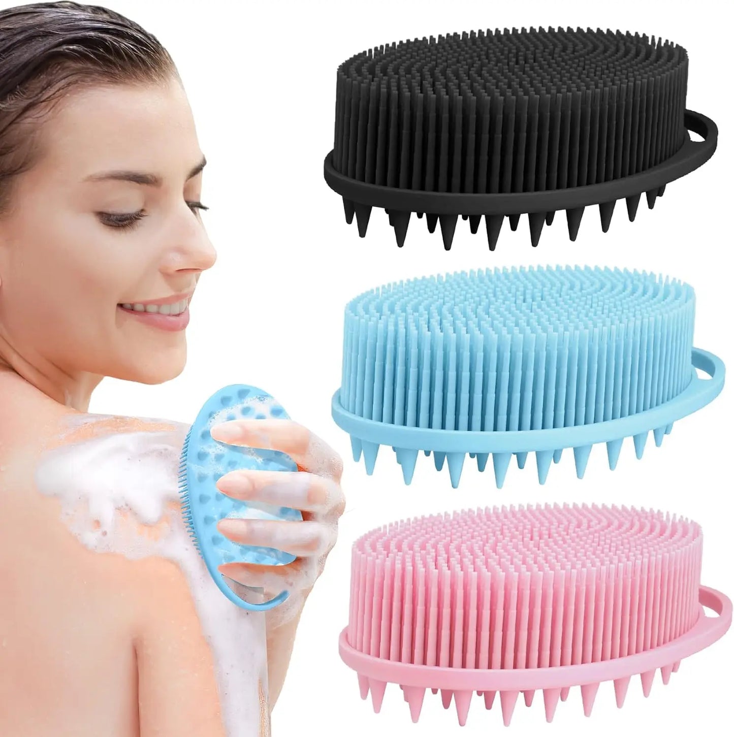 2 in 1 Soft Silicone Body Brush Wash Bath Shower Exfoliating Skin Fit For Baby Bath Shampoo Facial Massage Brush