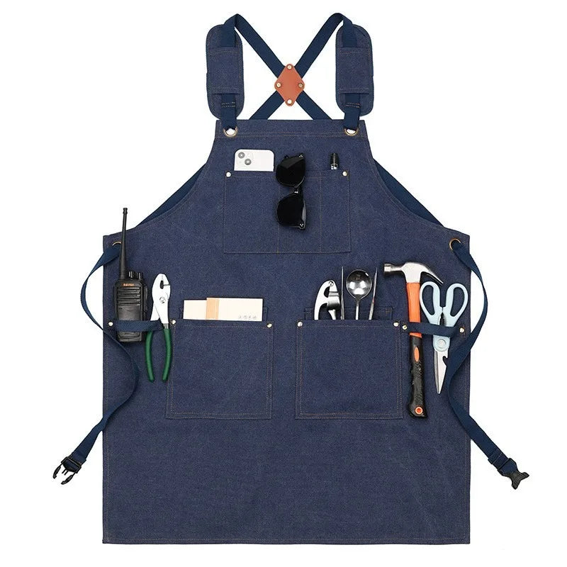 Thickened Canvas Apron Wholesale Cross-border Kitchen Garden Tools Apron Gardening Outdoor Storage Work Apron