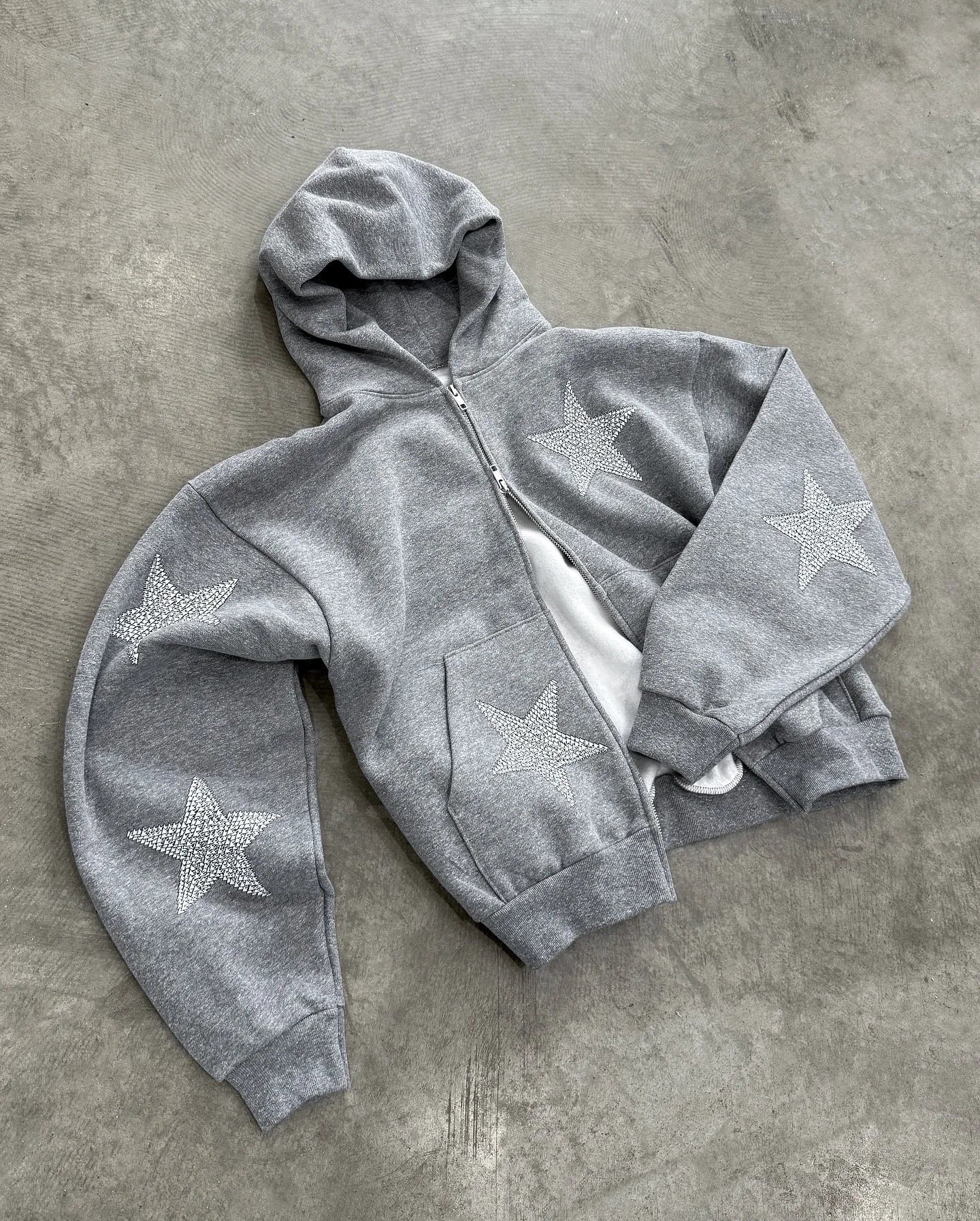 Y2k Harajuku Grey Loose Pants Zipper Hoodies Sweatshirt Tracksuit Men Casual Versatile Sweatpants Two Piece Set Men Clothes